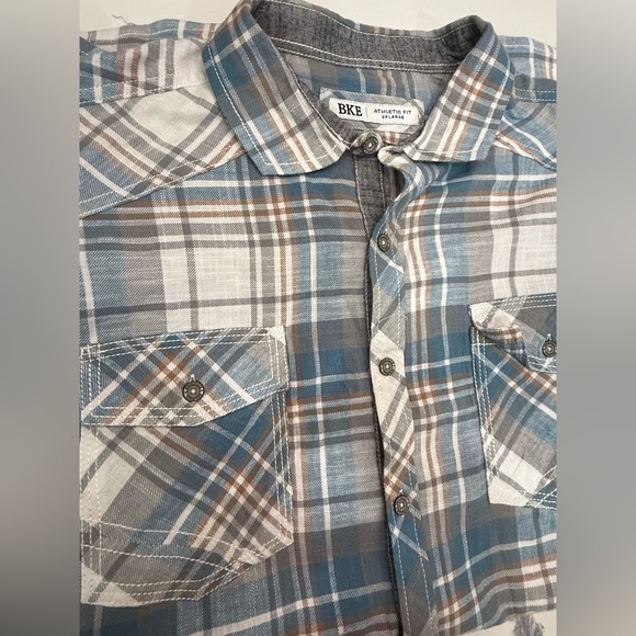Men's Blue and Brown BKE Plaid Shirt Size 2XL - Picture 4 of 4